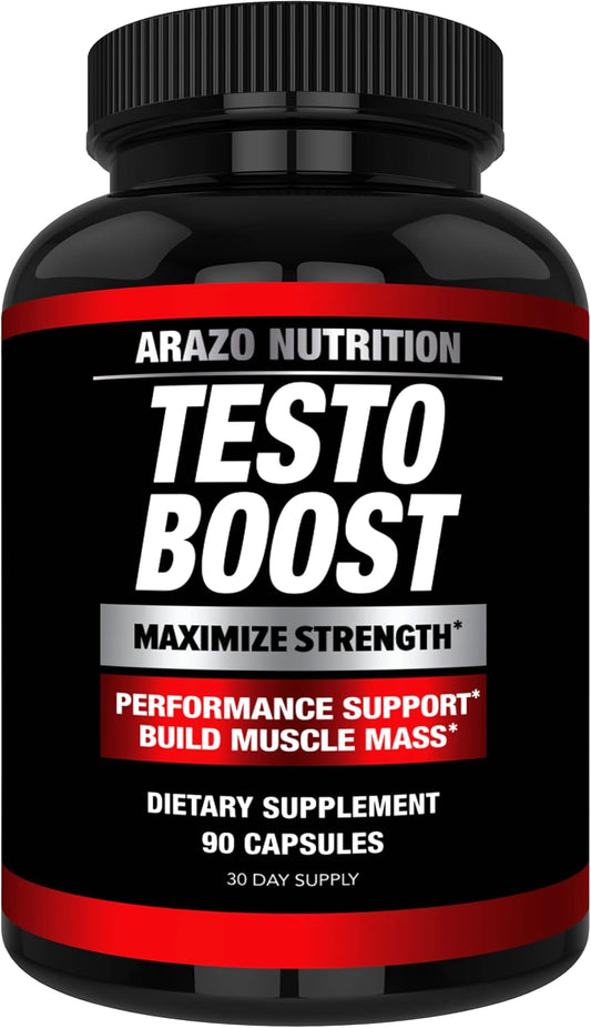 Arazo Nutrition TestoBoost Test Booster Supplement - Herbal Pills for Muscle Growth with Tribulus, Epimedium, Zinc & Minerals