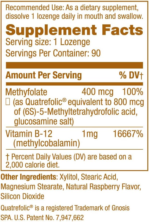 Arches Tinnitus B12 Formula with Methylfolate & Methylcobalamin - 90 Lozenges, 3 Month Supply