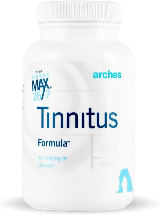 Arches Tinnitus Formula with Ginkgo Max 26/7 - Natural Treatment for Ringing Ears - 100 Count Bottle