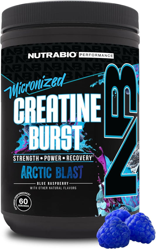 Arctic Blast NutraBio Creatine Monohydrate Powder (300g) - Boost Muscle Energy, Recovery, Strength - HPLC Tested for Men and Women