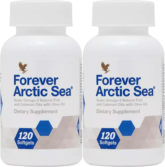 Arctic Sea Omega-3 Supplement - EPA and DHA Blend for Heart, Brain, and Eye Health - 240 Softgels (Pack of 2) - Gluten-Free - Forever Living