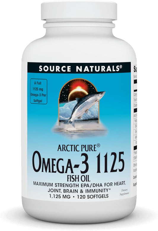 ArcticPure Omega-3 Fish Oil 1125mg Softgels for Heart, Joint, Brain & Immune Health - 120 Count