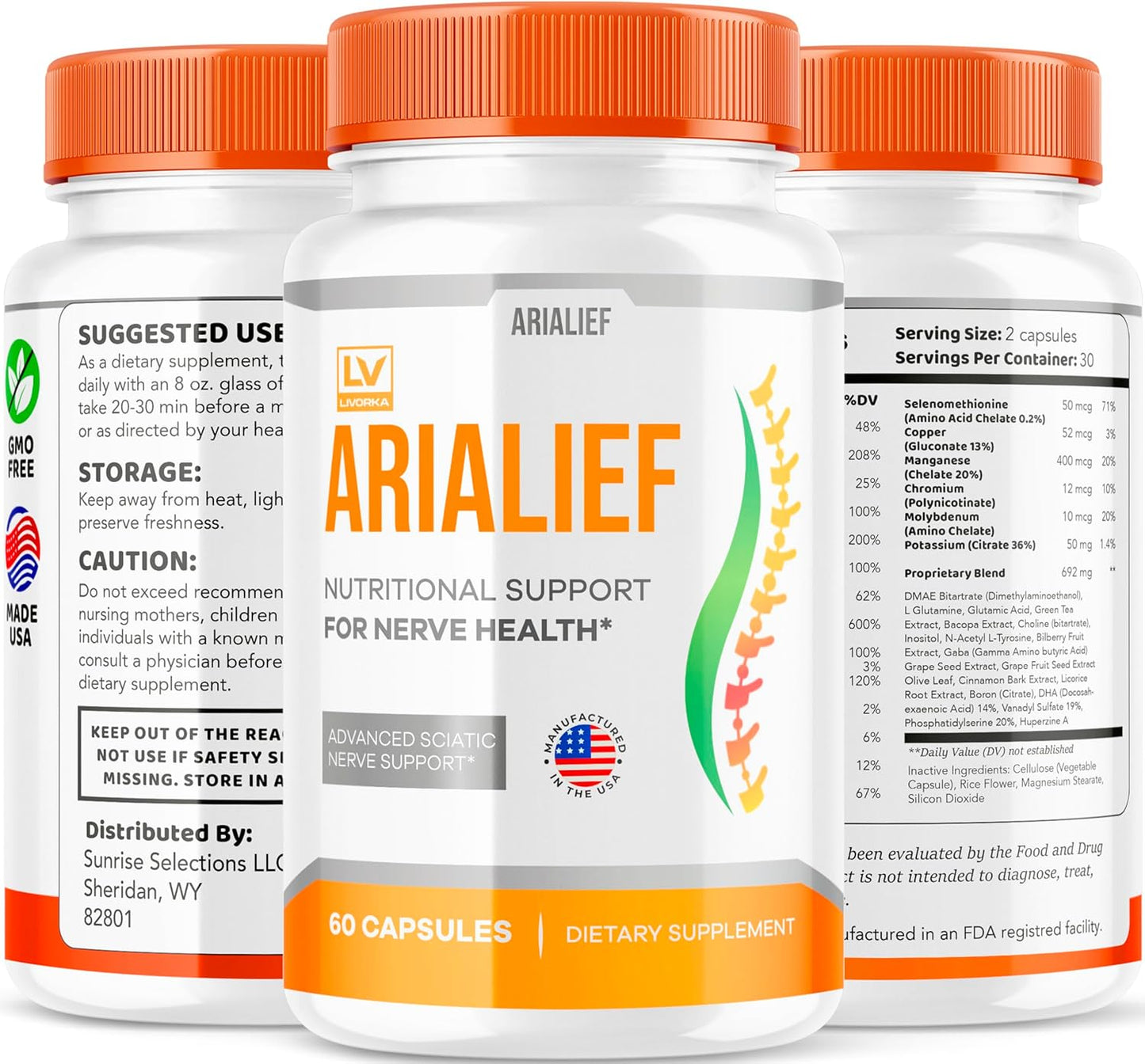 Arialeaf Prime Palm Sciatica Capsules Bundle - Nerve Health Support for 2 Months