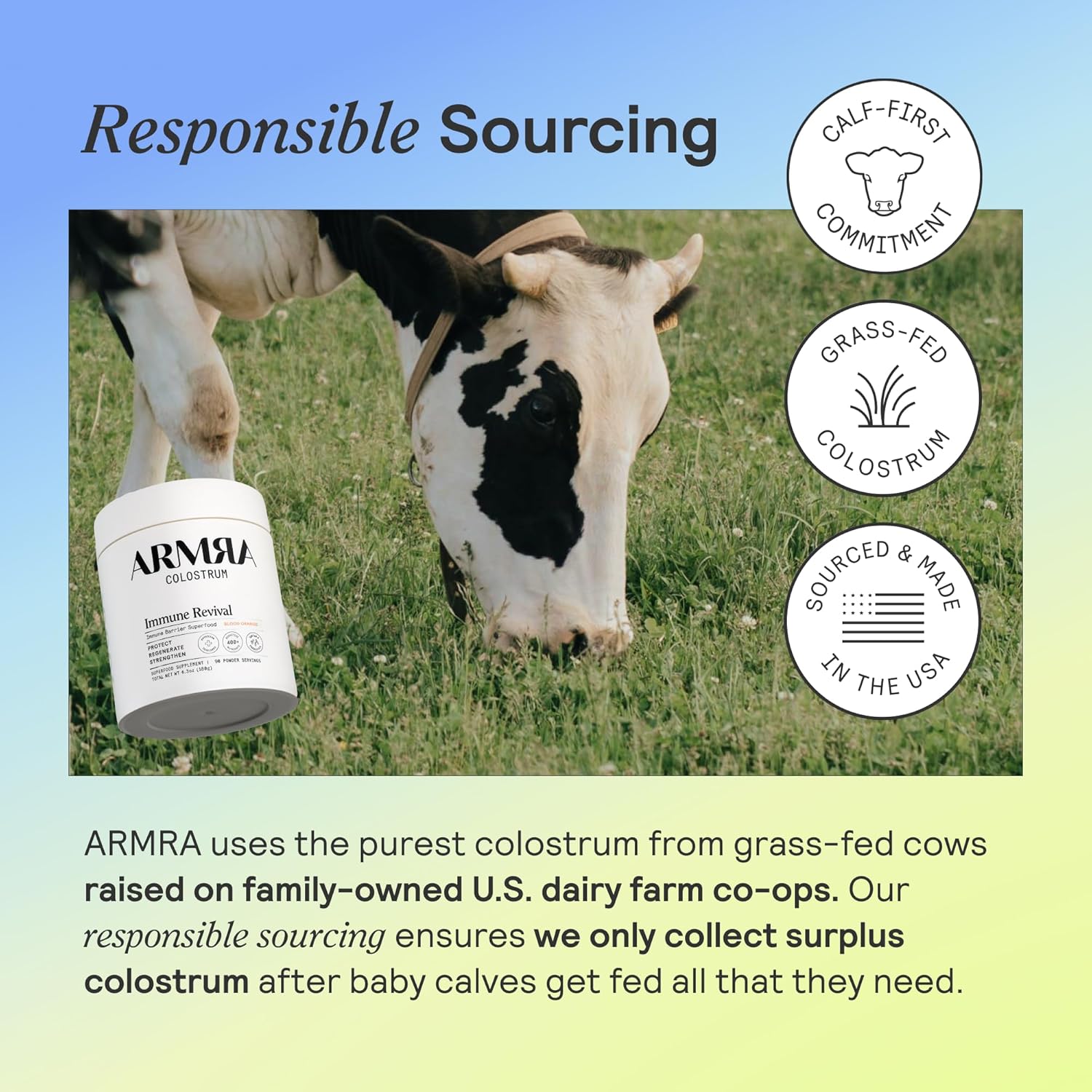 ARMRA Colostrum™ Premium Powder: Grass Fed, Immunity & Gut Health Support, 400+ Nutrients, Keto & Gluten Free, Blood Orange & Unflavored Bundle | 180 Servings
