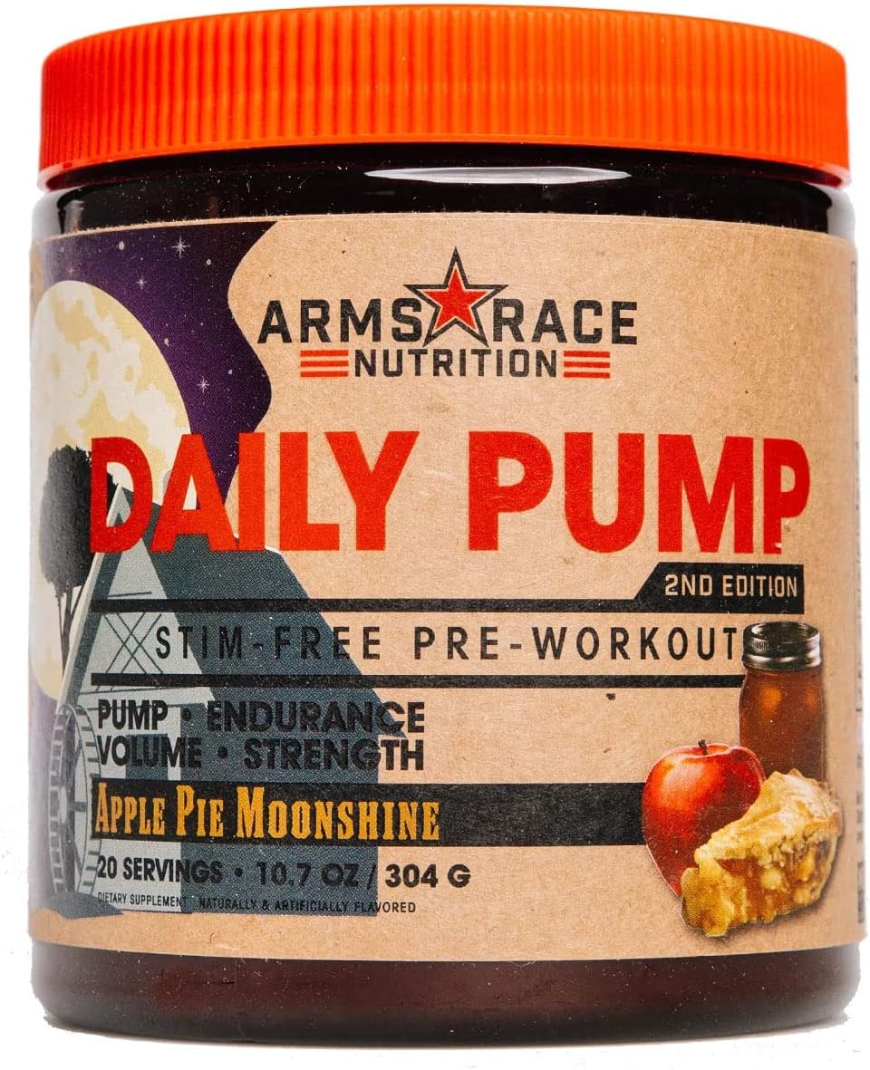 Arms Race Nutrition Daily Pump 2nd Edition STIM-Free Pre-Workout - Applepie Flavor, 20 Servings