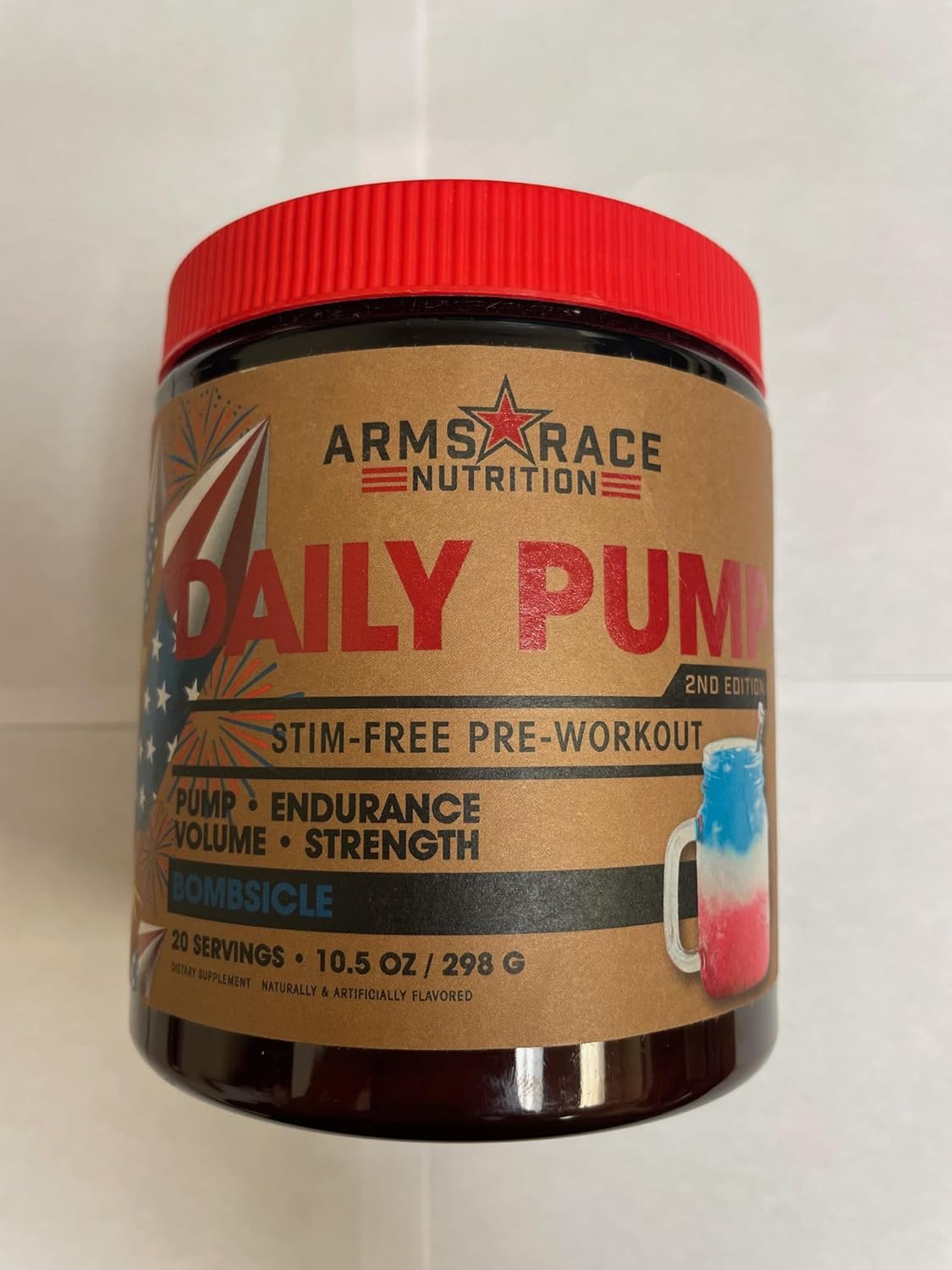 Arms Race Nutrition Daily Pump 2nd Edition STIM-Free Pre-Workout - Applepie Flavor, 20 Servings