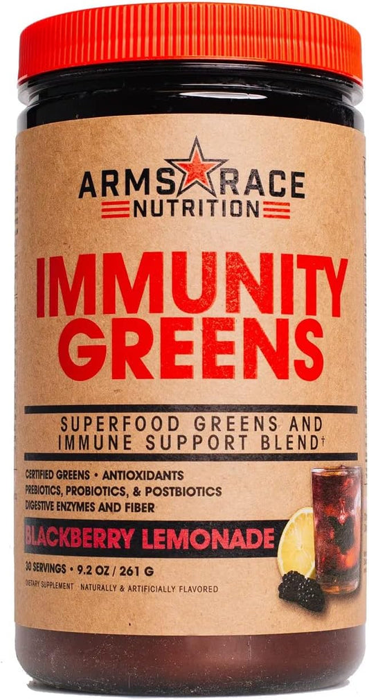 Arms Race Nutrition Immunity Greens Superfood Blend - BlackBerry Lemonade Flavor - 9.2 oz (30 Servings)