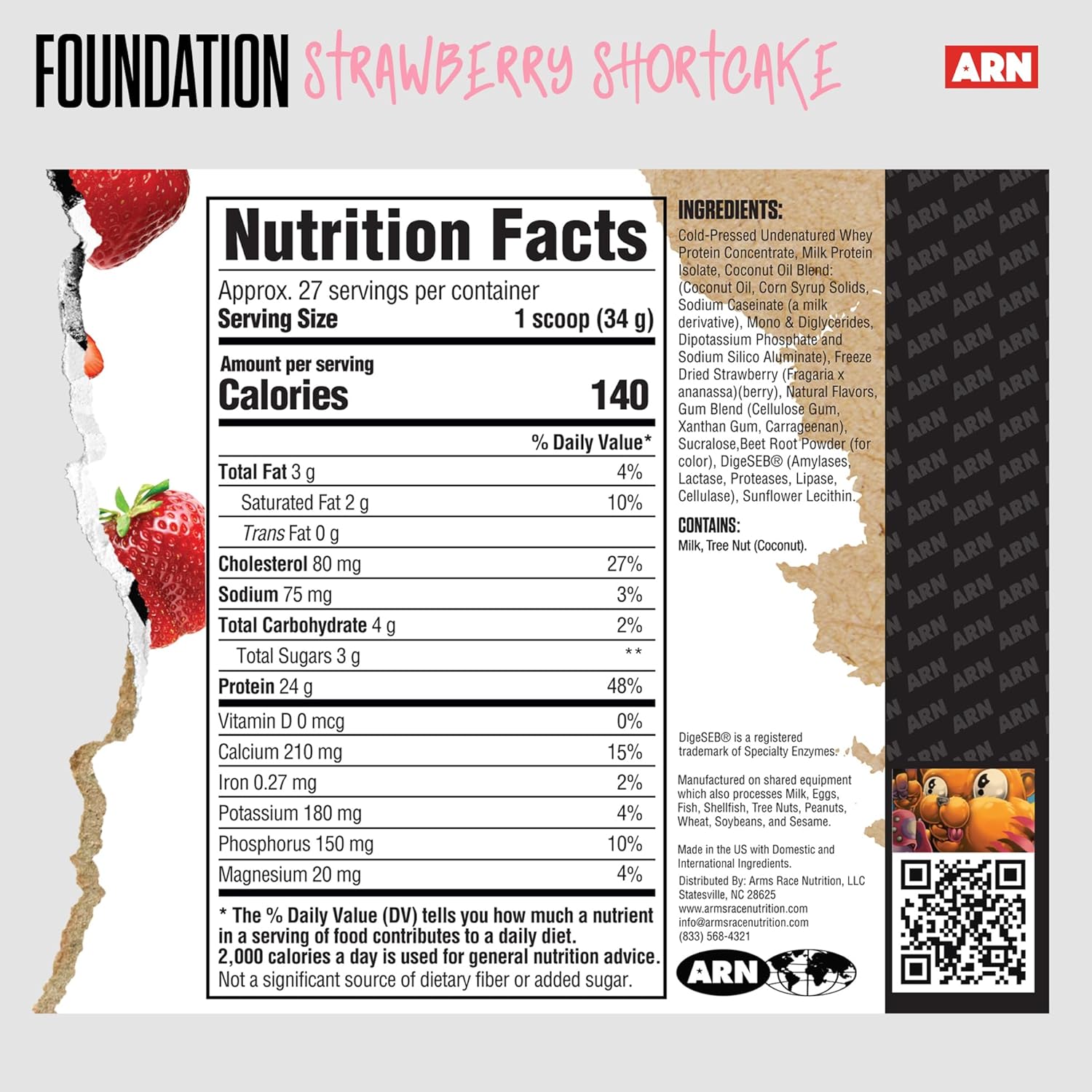 ARN Foundation Protein Blend - 2lb Strawberry Shortcake by Arms Race Nutrition