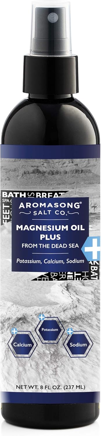 Aromasong Ultra-Pure Magnesium Spray - Extra Strength Formula for Headaches and Leg Discomfort - 8 Oz Bottle with 23mg Magnesium per Spray