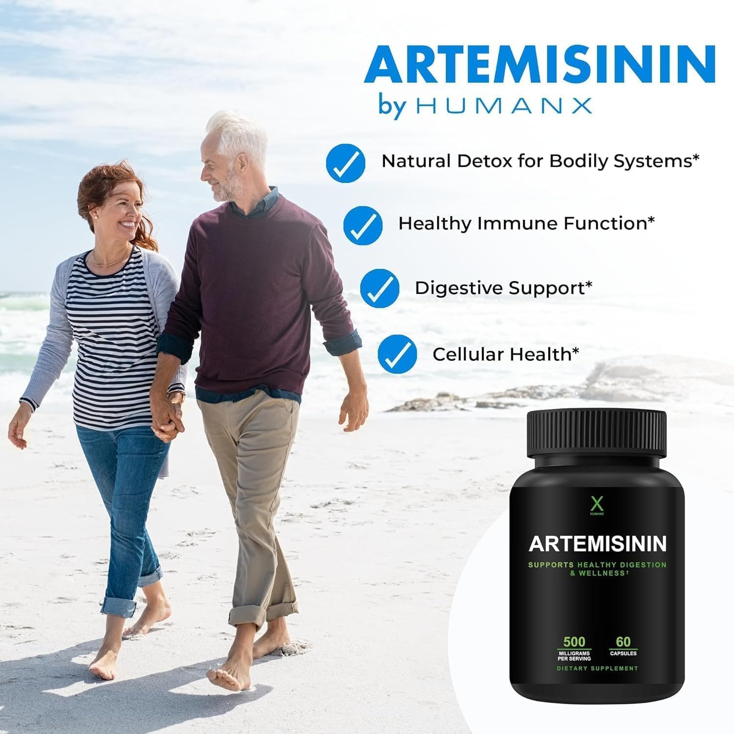 Artemisinin 500mg Supplement for Healthy Aging, Digestion, Immunity - USA Third Party Tested - Vegan, Non-GMO - Sweet Wormwood Extract Capsules