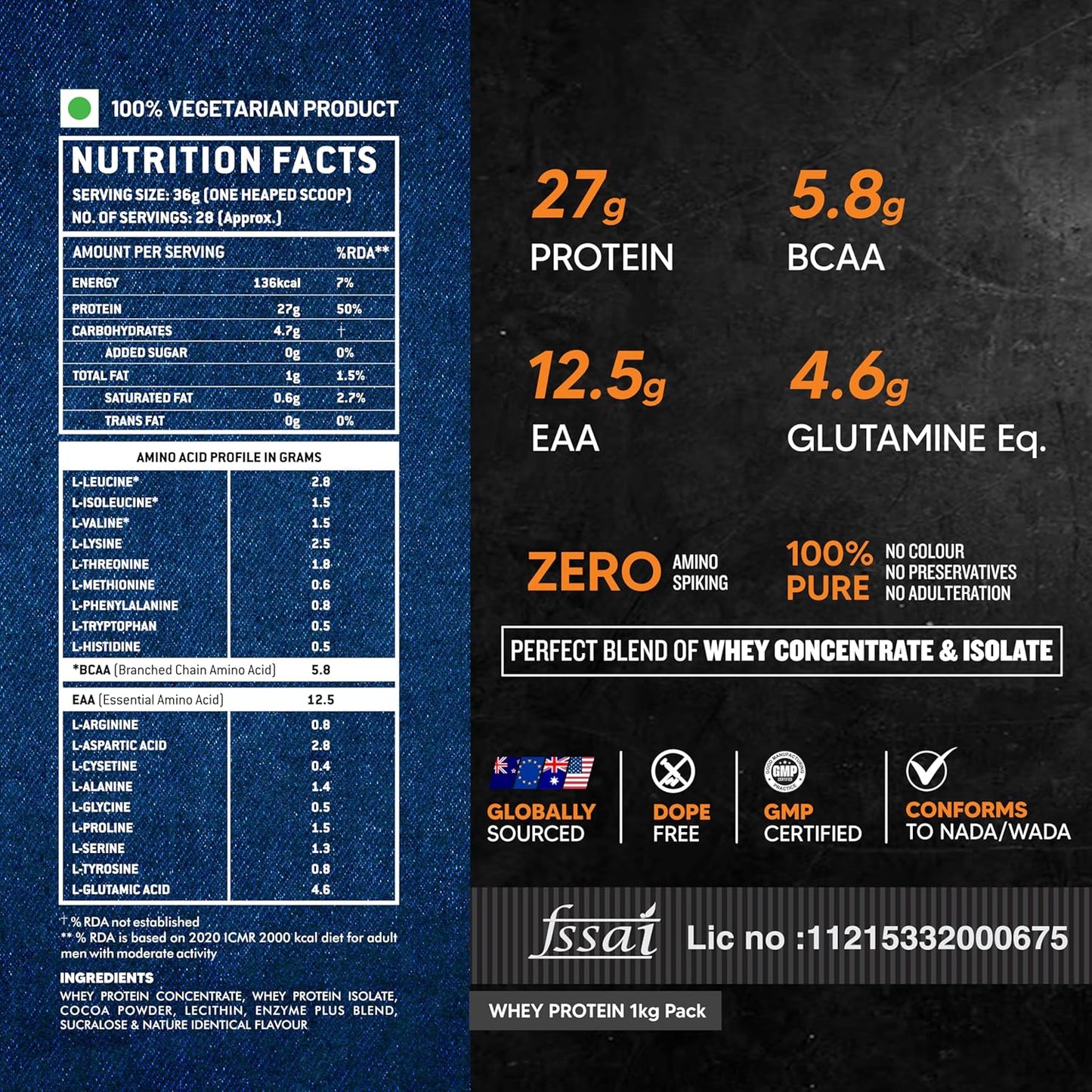 AS-IT-IS Atom Whey Protein 1kg/35.2 Oz with Digestive Enzymes - Rich Chocolate Flavor | 27g Protein | 5.7g Bcaa | Labdoor Certified USA