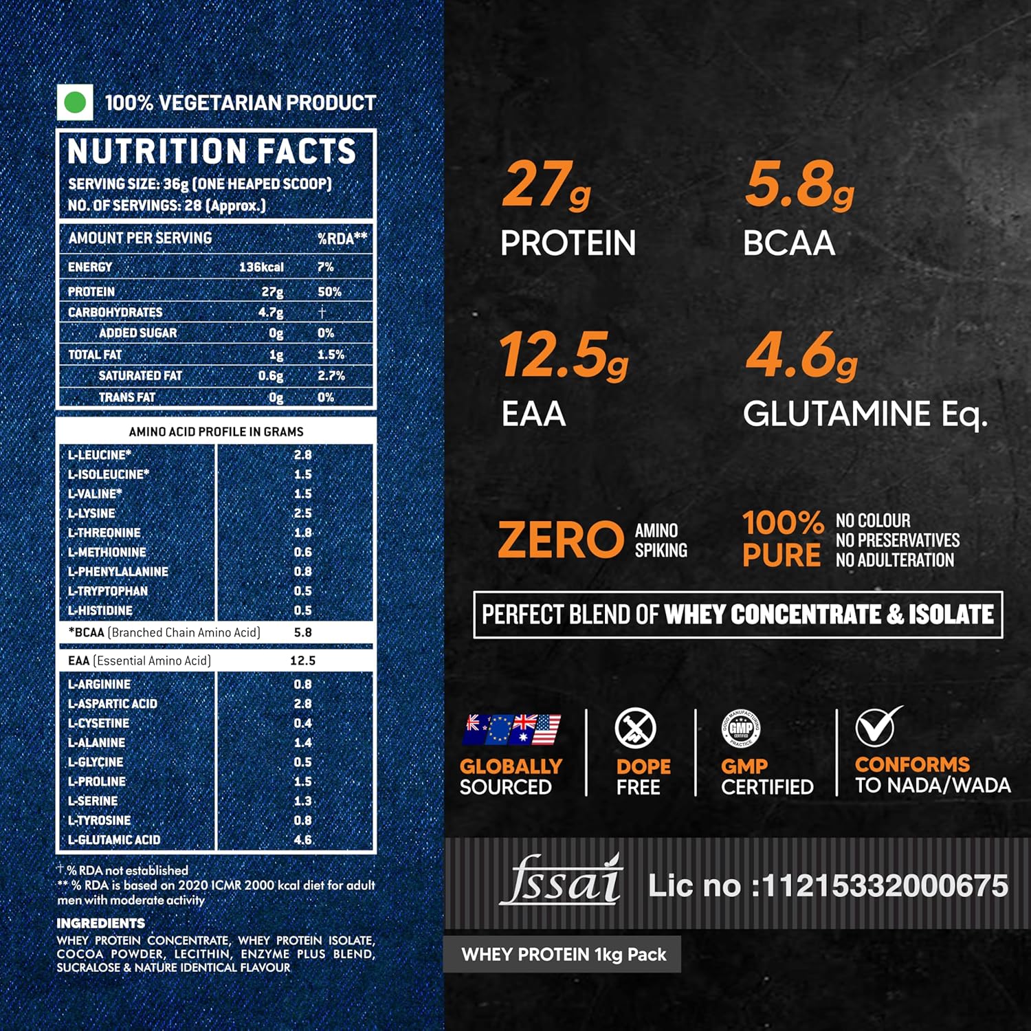 AS-IT-IS Atom Whey Protein 1kg/35.2 Oz with Digestive Enzymes - Rich Chocolate Flavor | 27g Protein | 5.7g Bcaa | Labdoor Certified USA