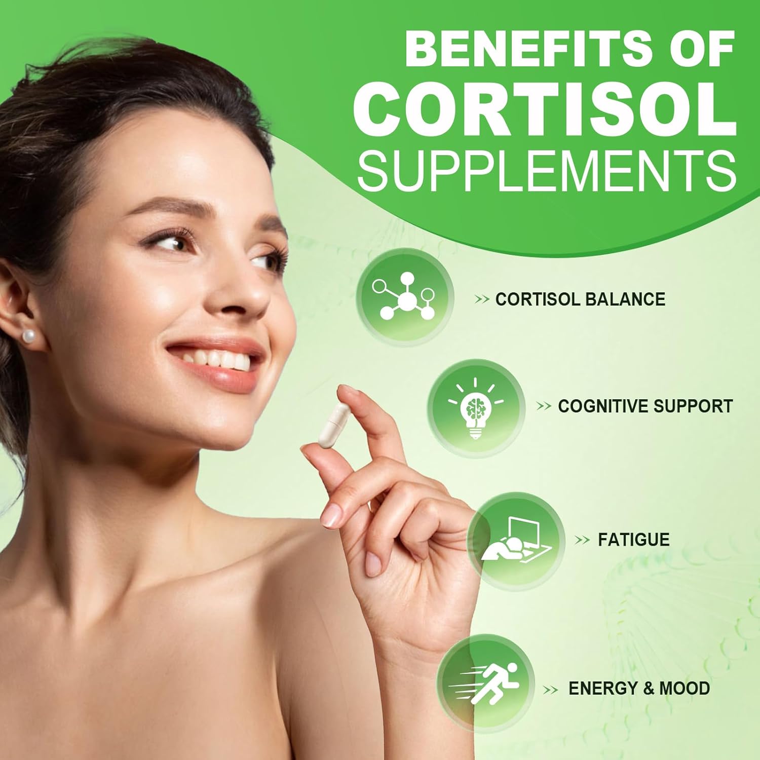 Ashenutri 10-in-1 Cortisol Supplement for Hormone Balance in Women - 120 Vegan Capsules with Magnesium, Ashwagandha, Rhodiola Rosea, L-Theanine