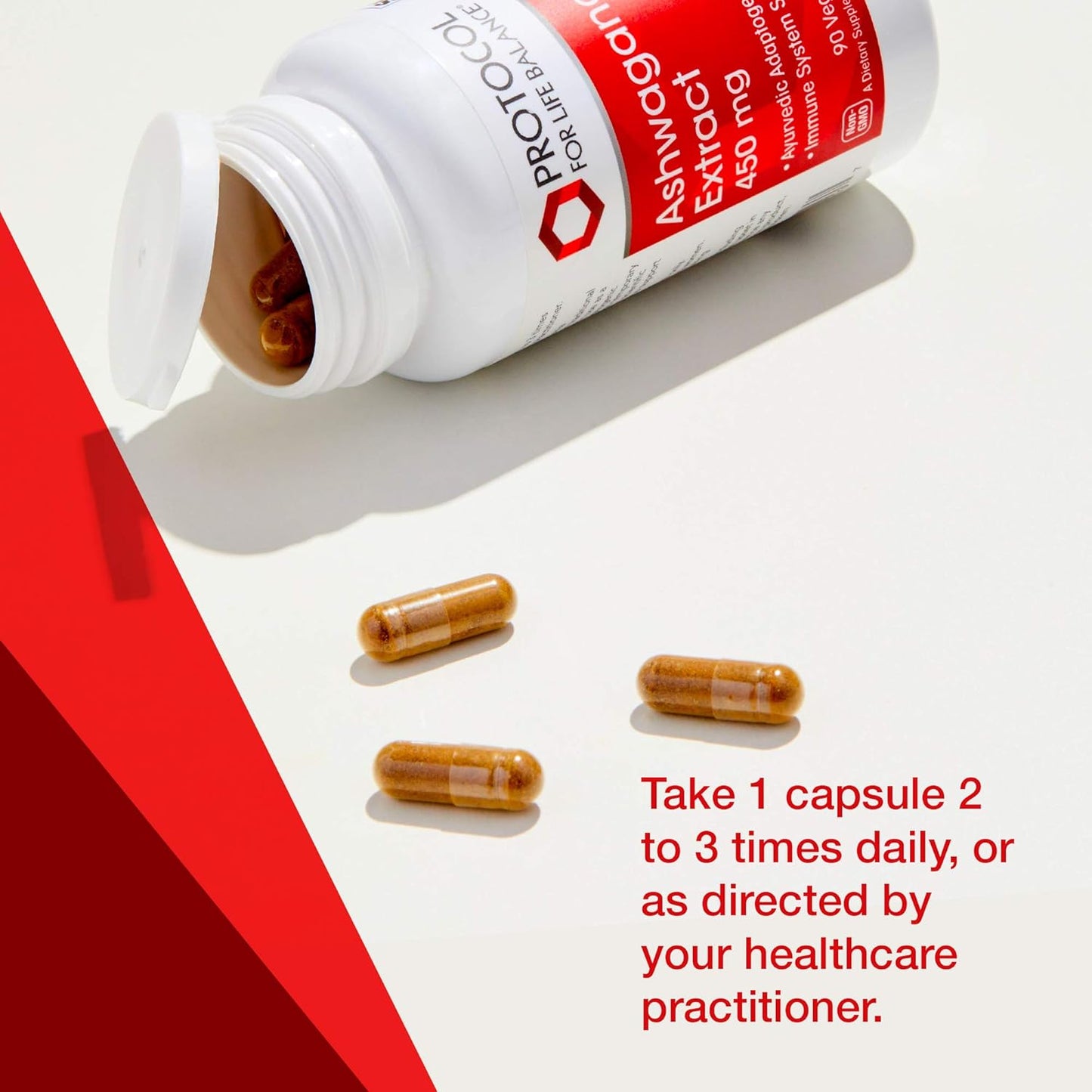 Ashwagandha 450mg Capsules for Immune Support - Ayurvedic Adaptogen Supplement by Protocol for Life Balance