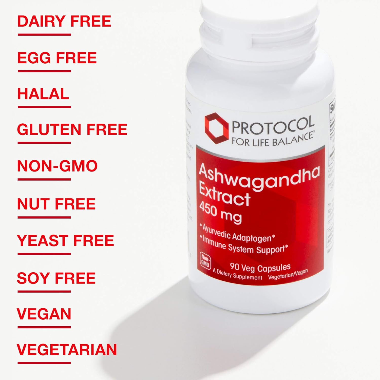 Ashwagandha 450mg Capsules for Immune Support - Ayurvedic Adaptogen Supplement by Protocol for Life Balance