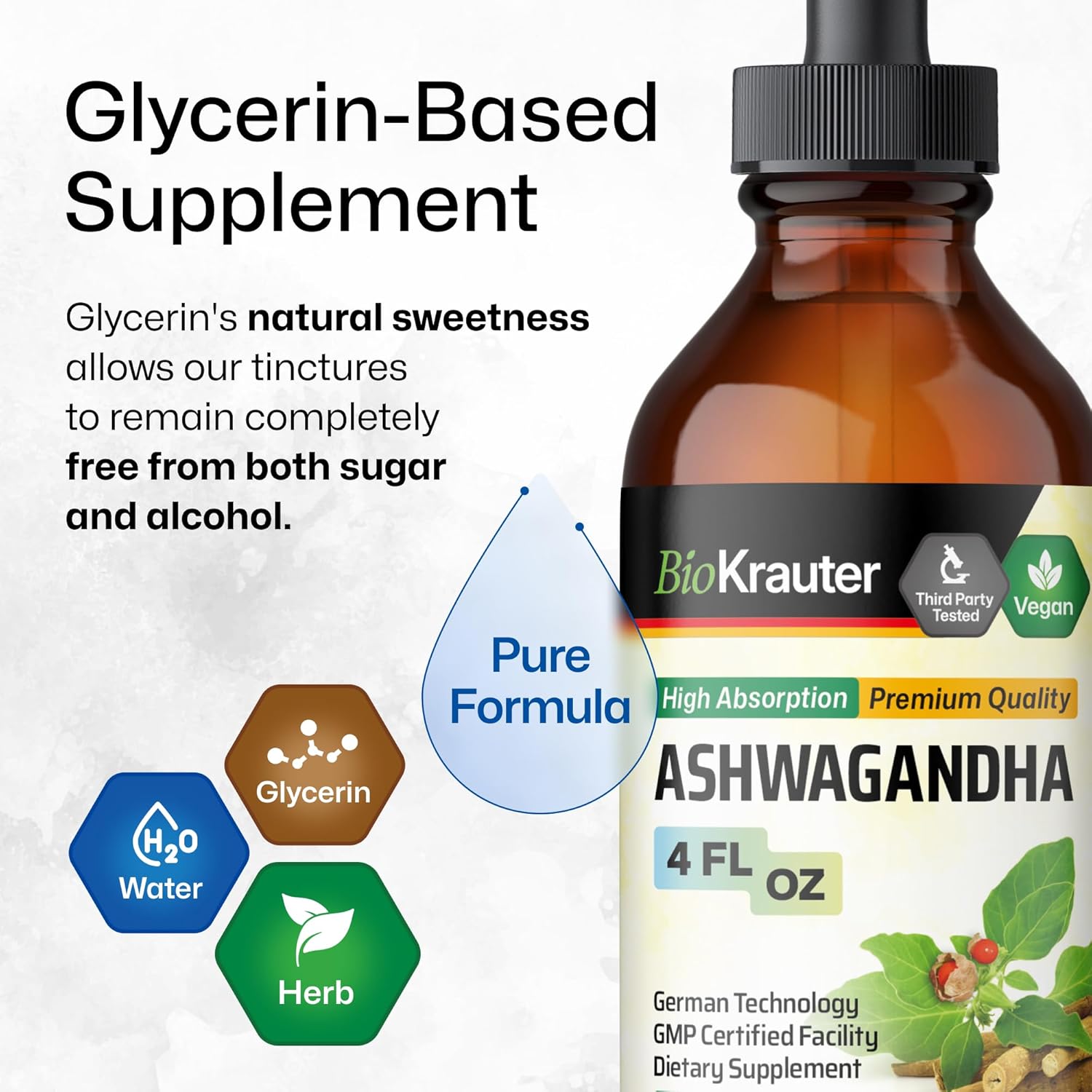 Ashwagandha and Rhodiola Rosea Tincture Bundle - 4 Fl. Oz. Each - BIO KRAUTER