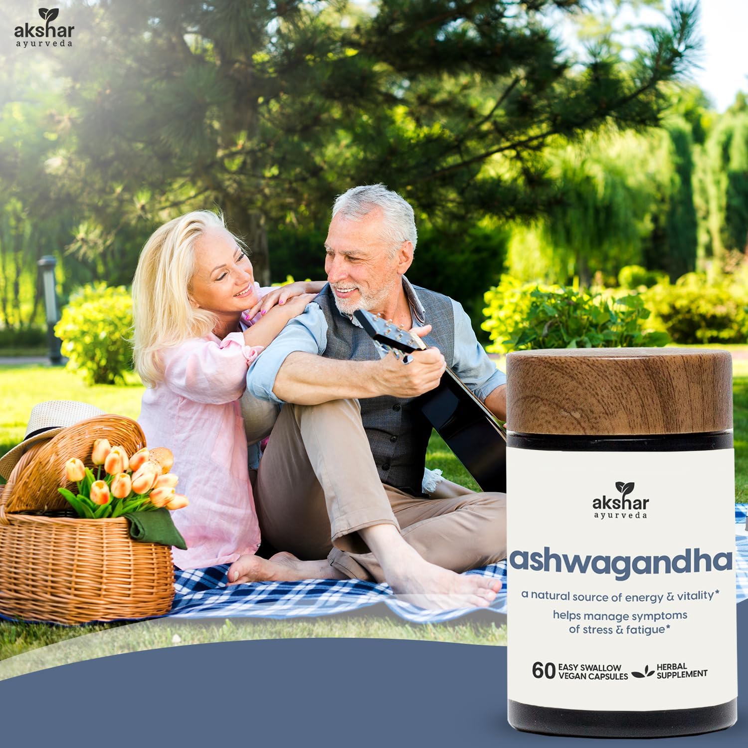 Ashwagandha Capsules with Root Extract & Powder - Herbal Support for Stress, Mood, Energy & Vitality - Vegan Ashwagandha Supplements (60 Count) by Akshar Ayurveda