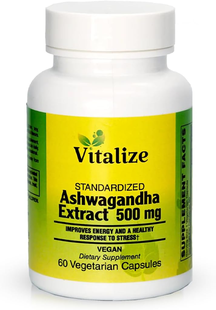 Ashwagandha Extract Capsules - Natural Energy Booster, Cortisol Manager, Vegan Dietary Supplement - 60 Capsules, 500mg, Non-GMO, Gluten Free