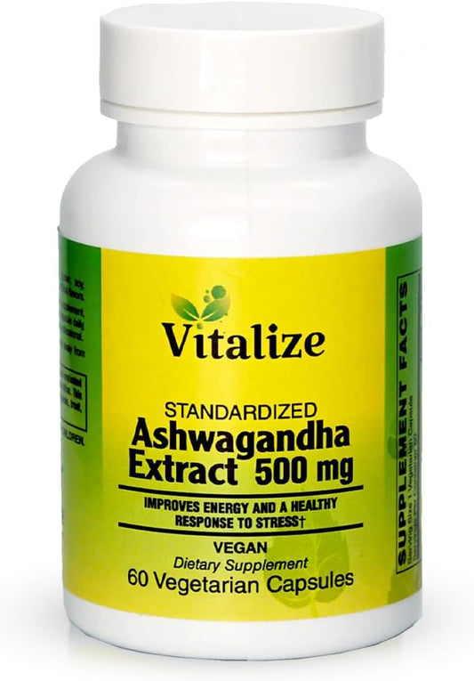 Ashwagandha Extract Capsules - Natural Energy Booster, Cortisol Manager, Vegan Dietary Supplement - 60 Capsules, 500mg, Non-GMO, Gluten Free