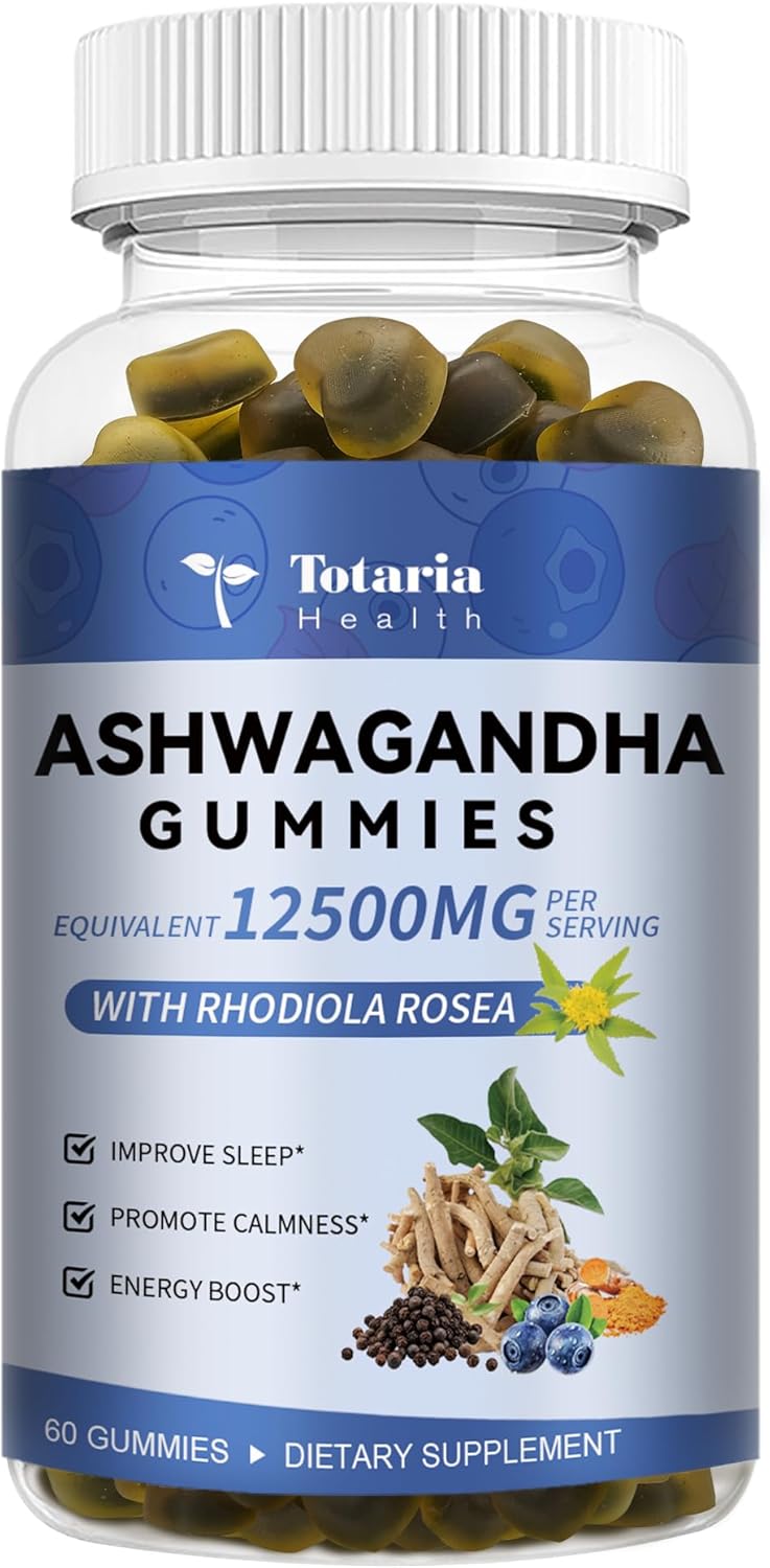 Ashwagandha Gummies 2500mg for Men & Women with Ashwa Root, Magnesium Glycinate, Rhodiola Rosea - 60 Count Pack