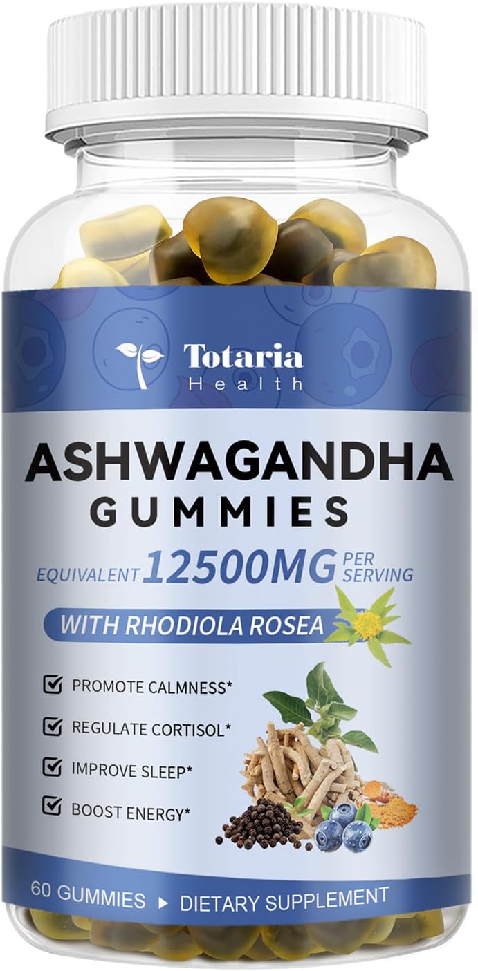 Ashwagandha Gummies 2500mg for Men & Women with Ashwa Root, Magnesium Glycinate, Rhodiola Rosea - 60 Count Pack