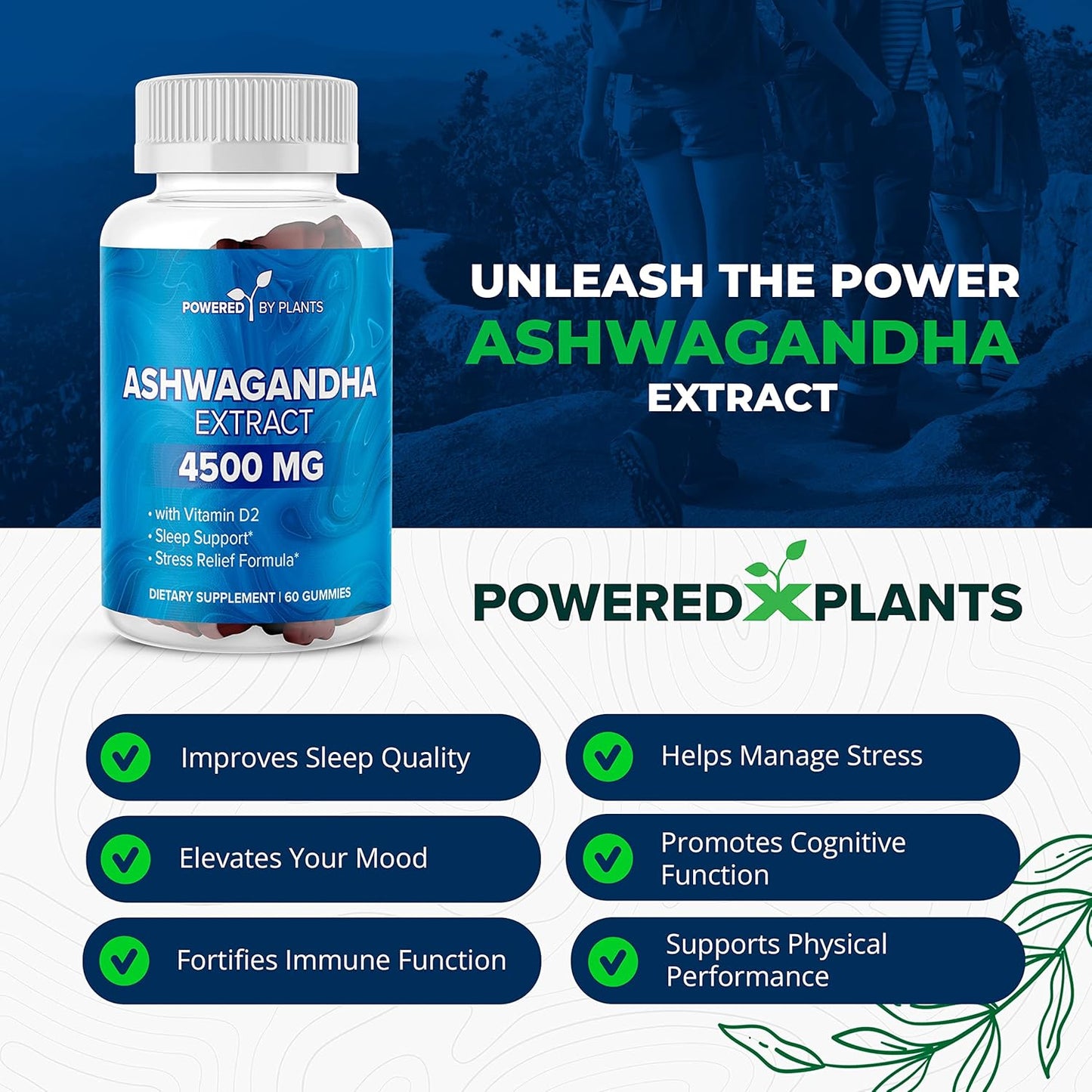 Ashwagandha Gummies for Sleep, Memory, and Cognitive Support - 2 Pack, 120 Servings - Men and Women's Ashwagandha Gummies