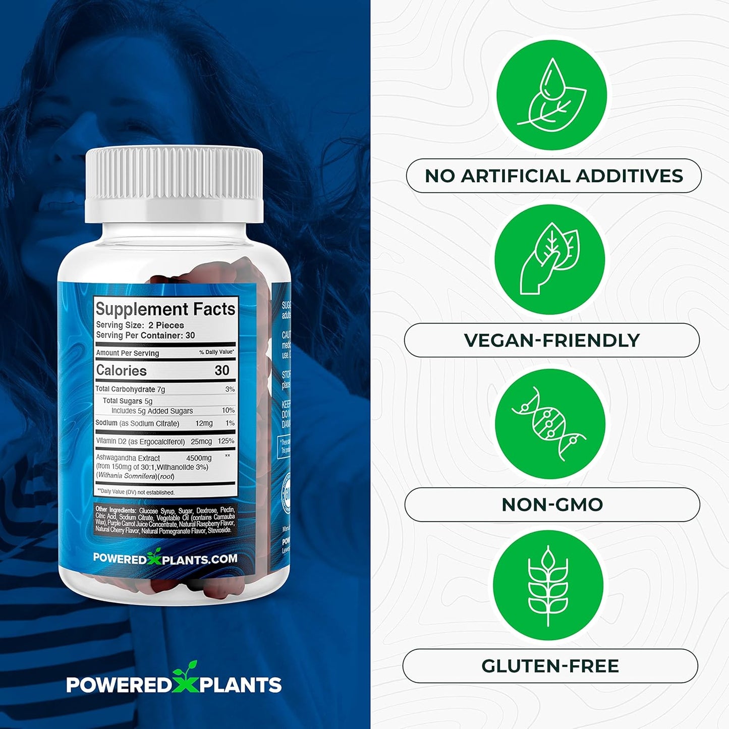 Ashwagandha Gummies for Sleep, Memory, and Cognitive Support - 2 Pack, 120 Servings - Men and Women's Ashwagandha Gummies