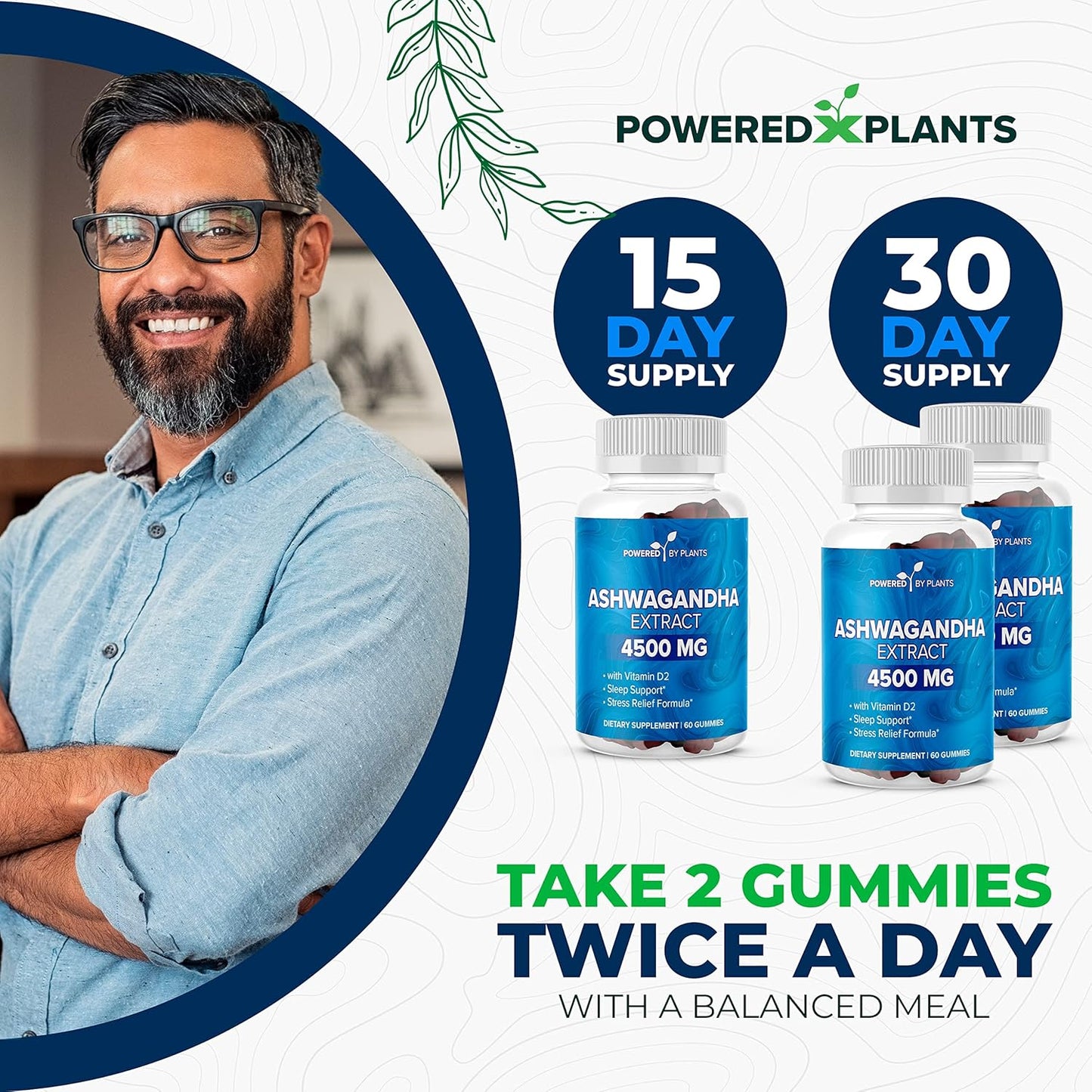 Ashwagandha Gummies for Sleep, Memory, and Cognitive Support - 2 Pack, 120 Servings - Men and Women's Ashwagandha Gummies