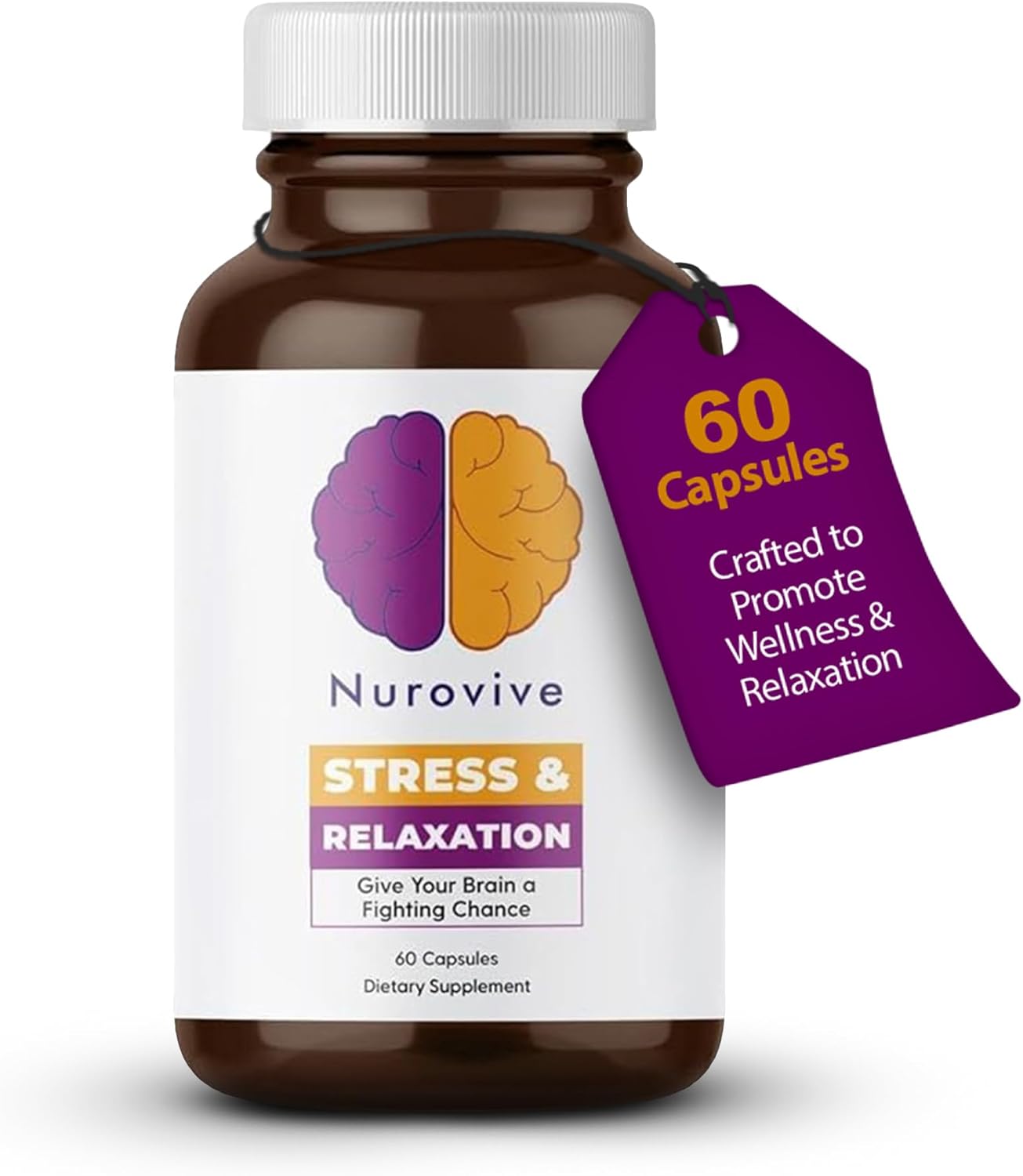 Ashwagandha Lemon Balm Capsules for Stress Relief and Mental Focus - Daily Wellness Support Supplement for Men and Women, 60 Capsules