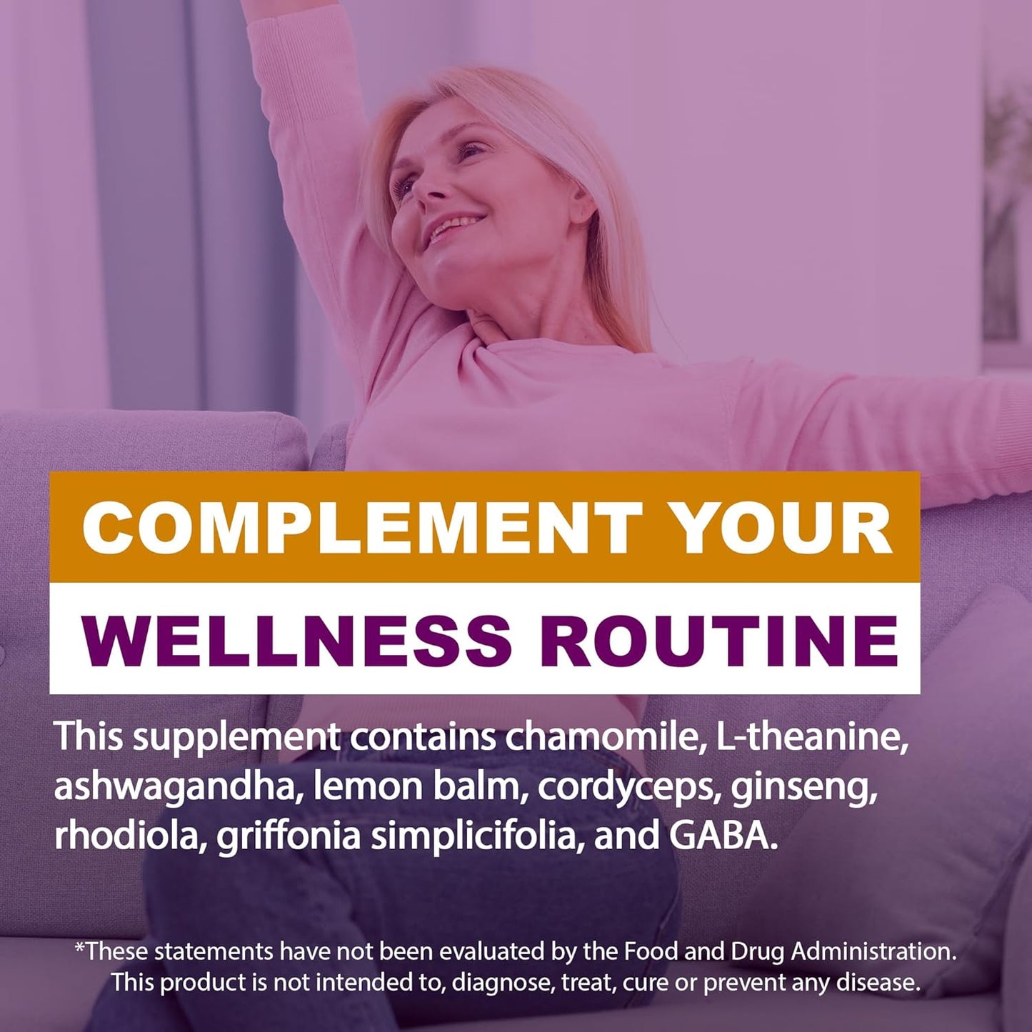 Ashwagandha Lemon Balm Capsules for Stress Relief and Mental Focus - Daily Wellness Support Supplement for Men and Women, 60 Capsules