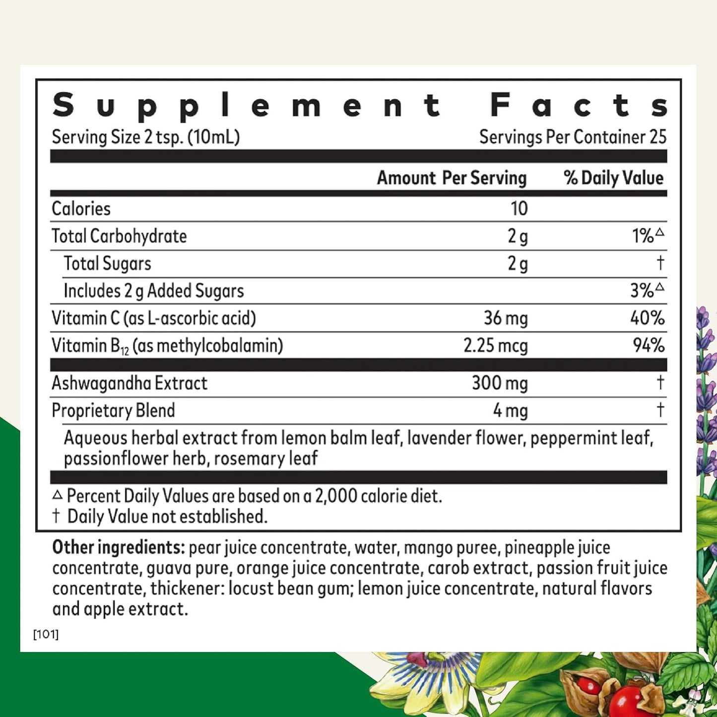 Ashwagandha Liquid Herbal Supplement with Vitamin C & B12 - Stress Support Formula - Vegan & Non-GMO - 8.5 fl oz