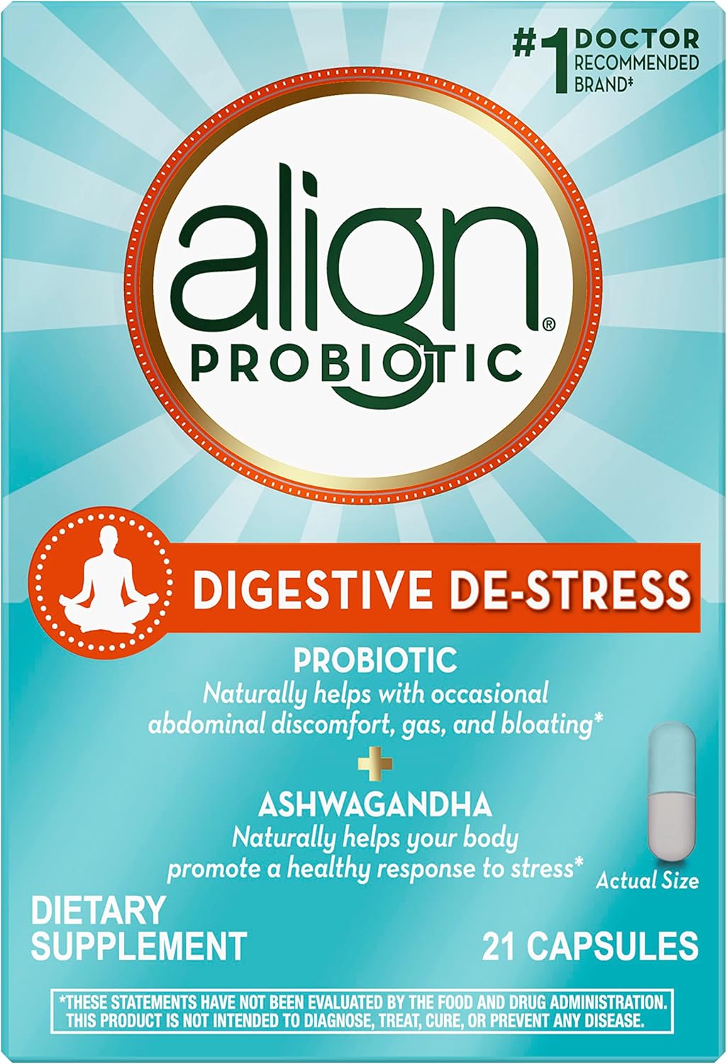 Ashwagandha Probiotic for Women and Men, Digestive Support with Stress Relief, Gluten-Free, Soy-Free, Vegetarian, 21 Capsules