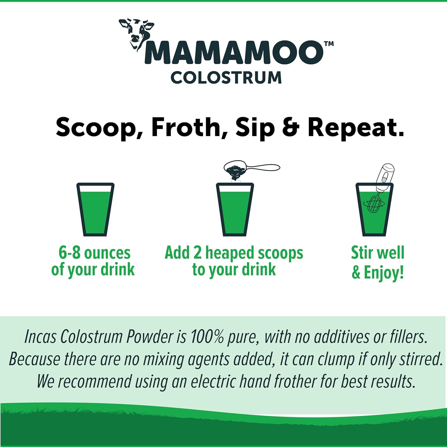 Asiya Life MamaMoo™ Incas Colostrum Powder - High IgG Content, Grass Fed, Non GMO, Gut Health, Immunity Support, Skin & Hair Benefits, 400+ Nutrients, Third Party Tested (Unflavored)