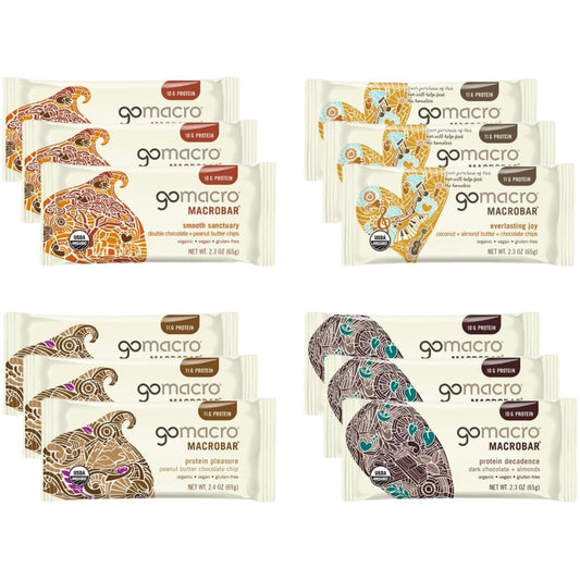 Assorted Organic Vegan Protein Bars - 12-Pack of 2.3 Ounce Bars