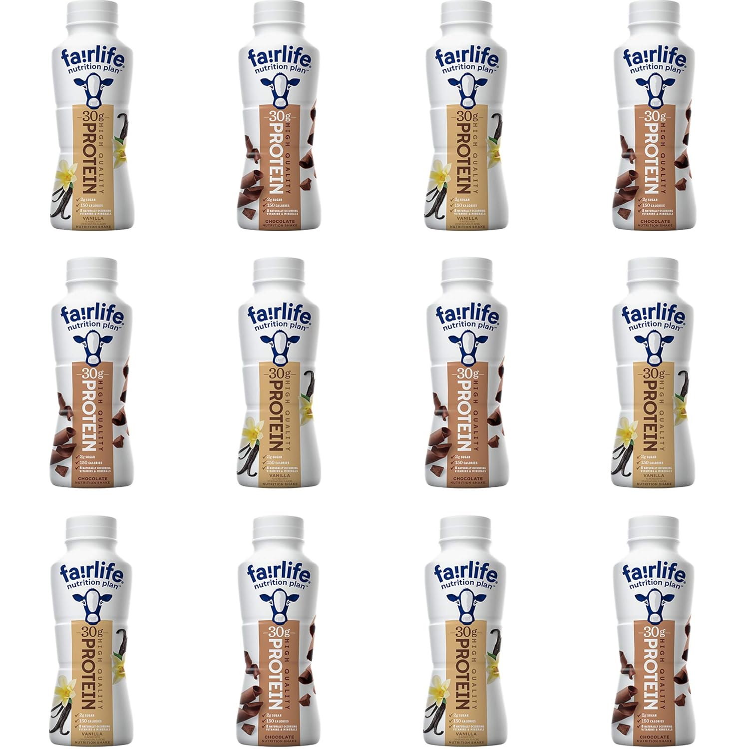 Assortit High Protein Low Sugar Shake Variety Pack - 30g Protein, Chocolate & Vanilla, Ready to Drink Meal Replacement (12-Pack, 11.4 Oz)