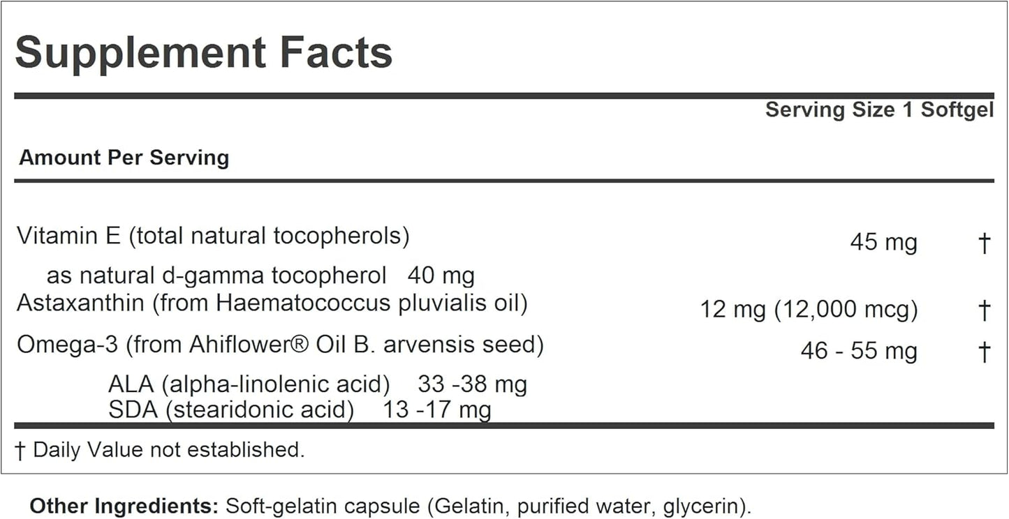 ASTAXANTHIN Softgels - 12000 mcg Natural Antioxidant for Eyes, Heart, Skin - No Additives - Easy to Swallow