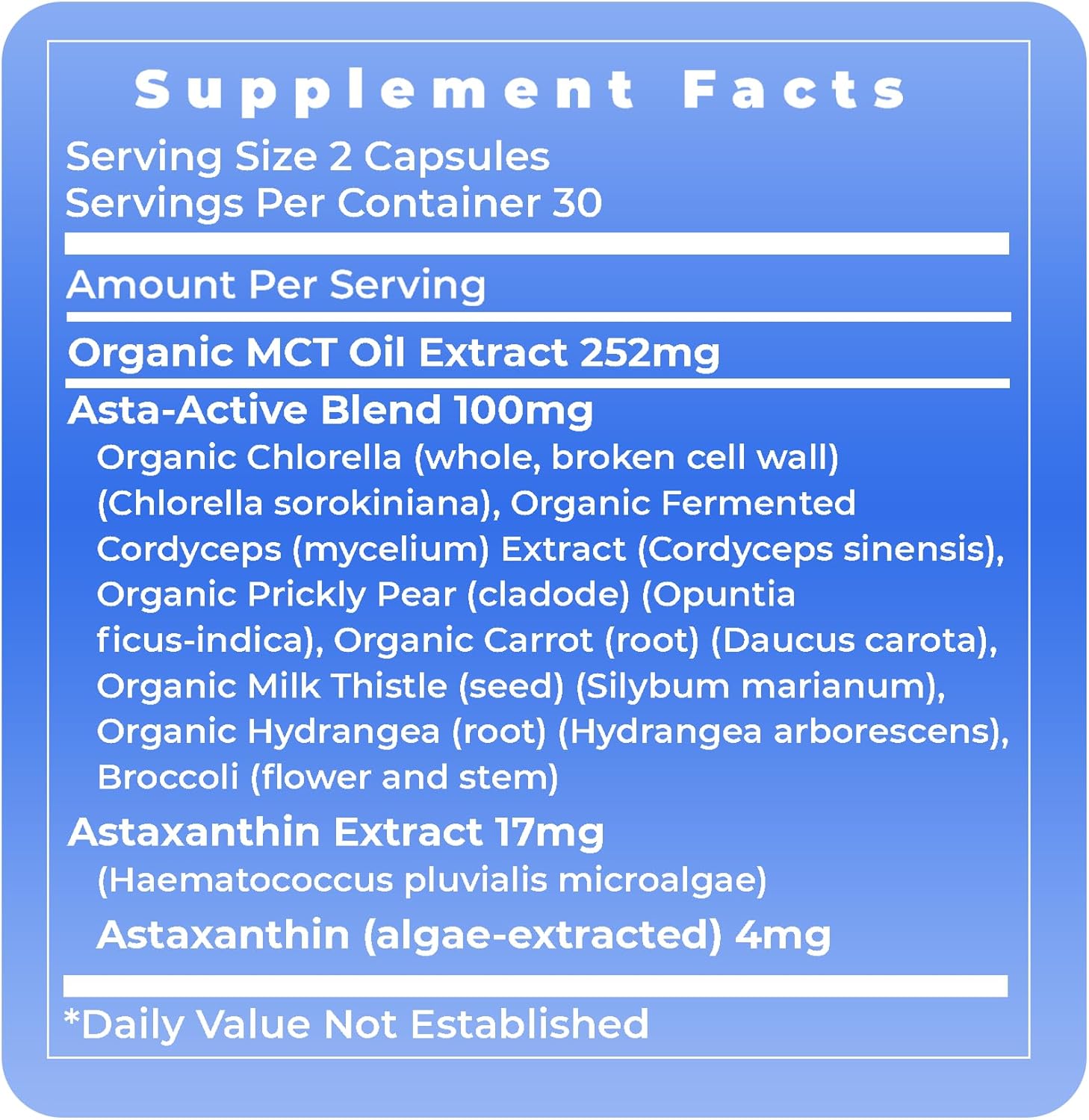 Astaxanthin Supplements 4mg - Algae Sourced Antioxidant Support for Women & Men - 60 Capsules