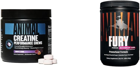 AstraGin Enhanced Animal Creatine Chews Tablets for Energy & Focus - 5g Creatine Monohydrate Fury Pre Workout Powder