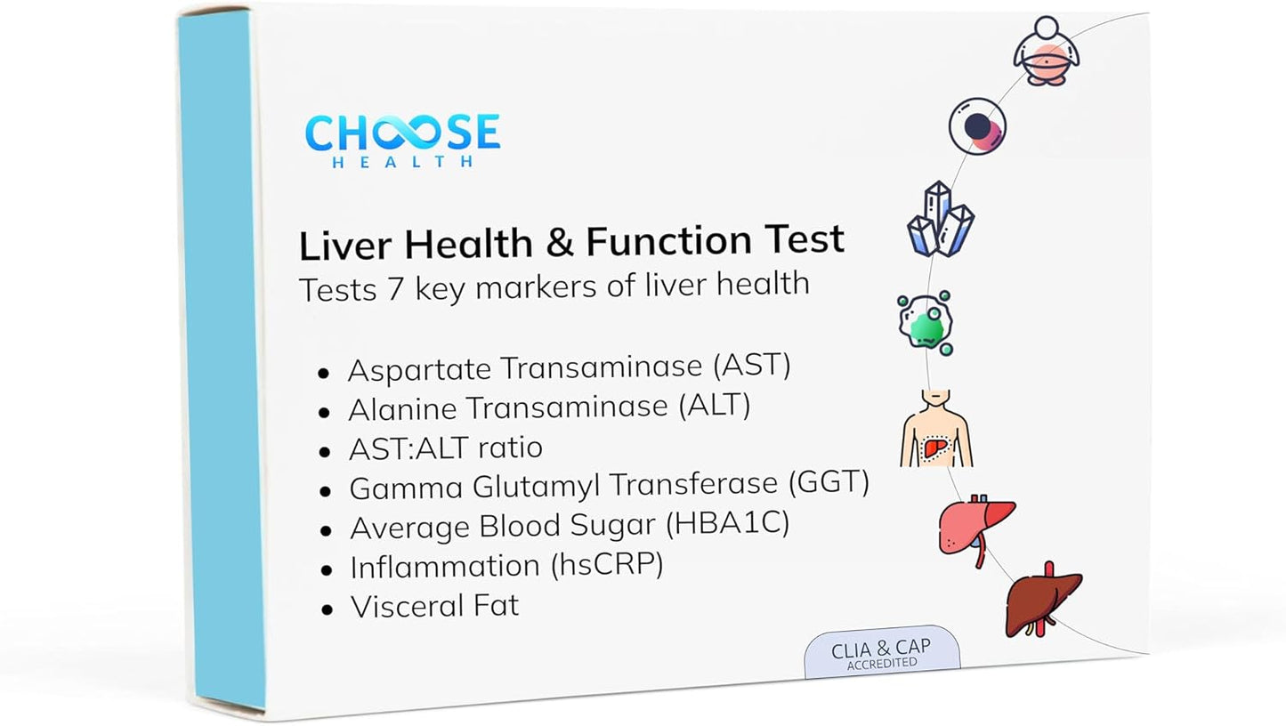 At-Home 7-in-1 Liver Health Test Kit: Monitor AST, ALT, GGT, Blood Sugars, Inflammation & More - Not Available in NY & RI