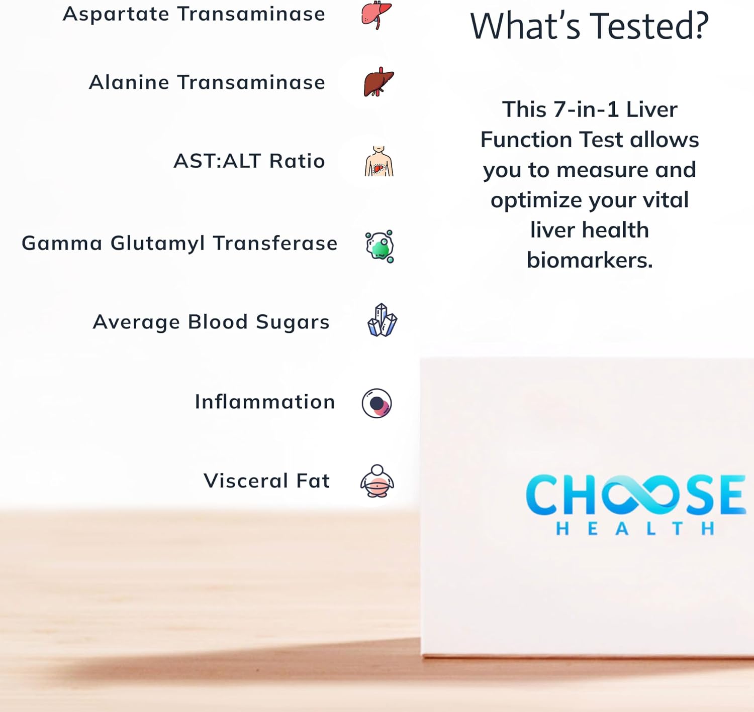 At-Home 7-in-1 Liver Health Test Kit: Monitor AST, ALT, GGT, Blood Sugars, Inflammation & More - Not Available in NY & RI