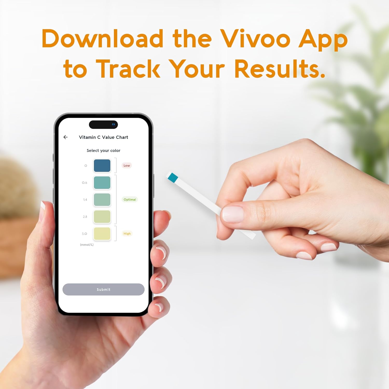 At-Home Vitamin C Status Test Kit - 30 Test Strips for Quick & Accurate Results, Monitor & Improve Your Nutrition Levels with Vivoo Test Strip