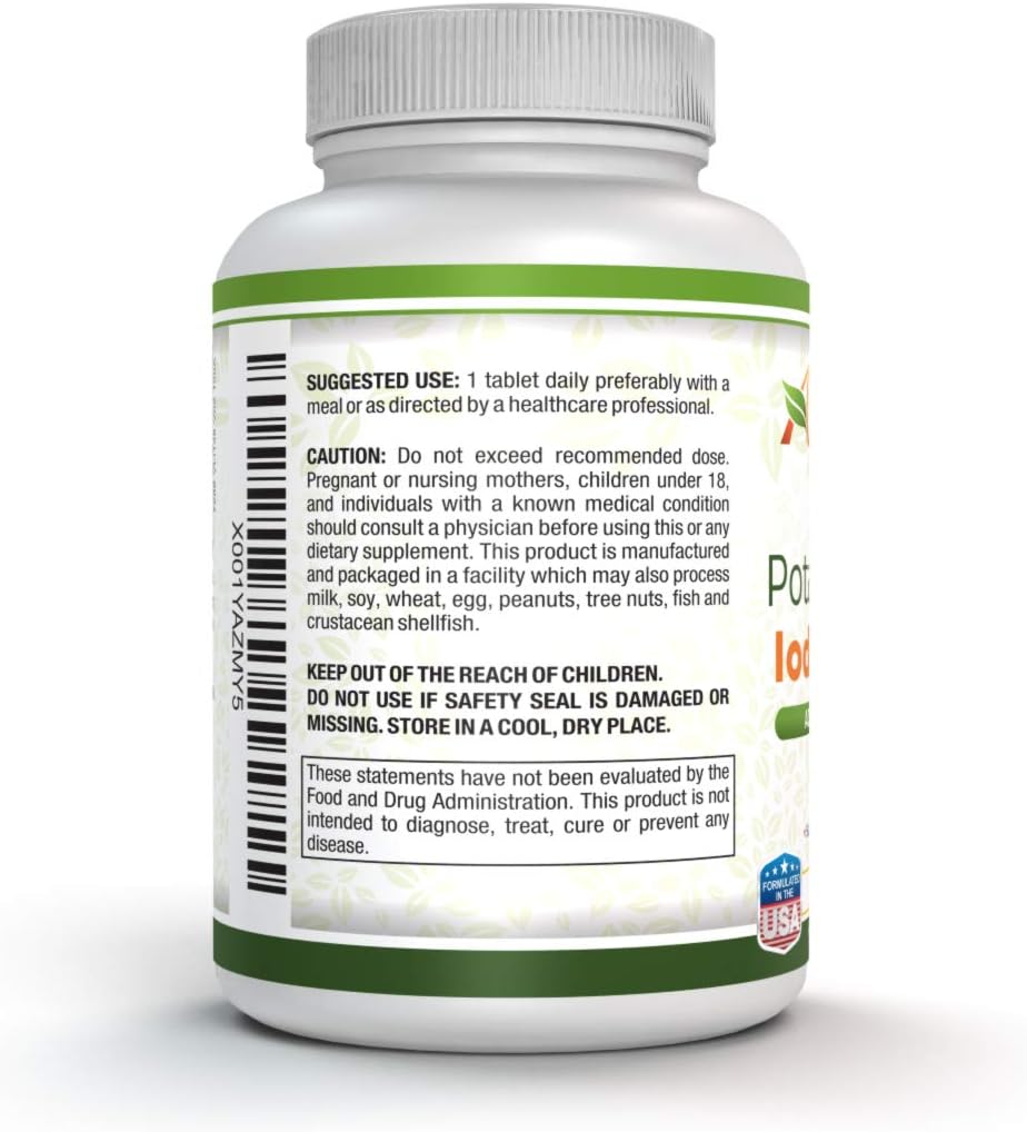 Athena Natural Wellness Potassium 99mg and Iodine 150mcg Supplement for Overall Health