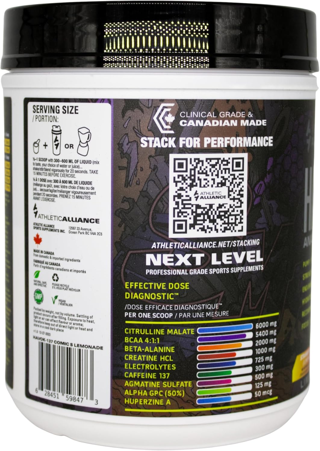 Athletic Alliance HAVOK-137 Pre Workout: Strawberry Lemonade Flavor, 50 Servings, 590g