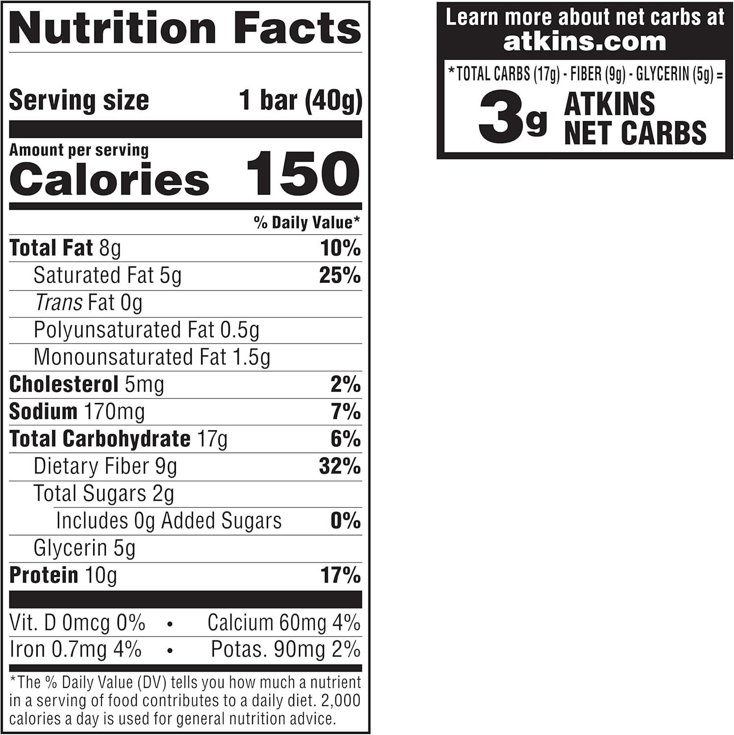 Atkins Caramel Apple Pie Snack Bars - High in Protein & Fiber, Low Carb & Sugar - 30 Bars