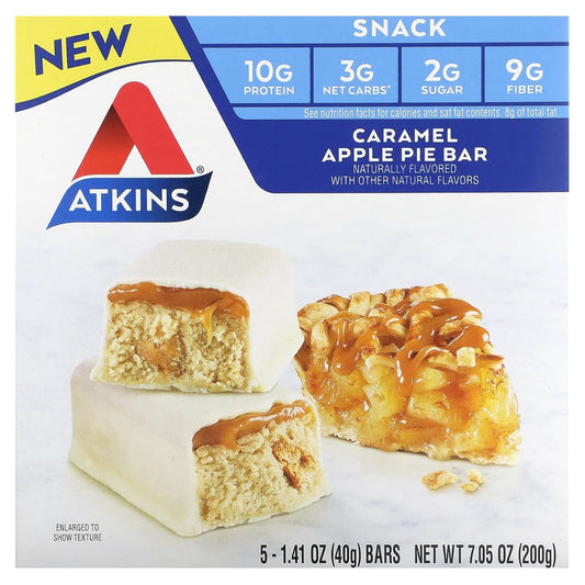 Atkins Caramel Apple Pie Snack Bars, 5 Bars, 1.41 oz Each