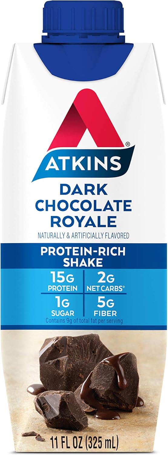 Atkins Dark Chocolate Royale Protein Shake - Keto-Friendly, Gluten-Free, 4-Pack - 11 Fl Oz Each