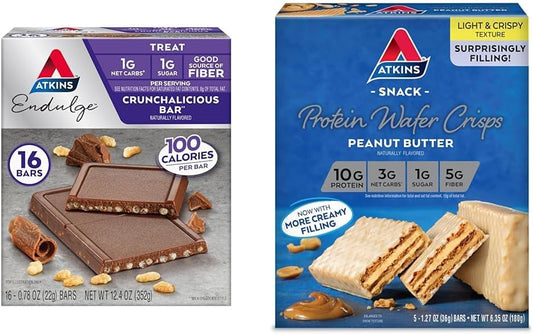 Atkins Endulge Crunchalicious Peanut Butter Chocolate Protein Wafer Crisp Bars, 16 Count