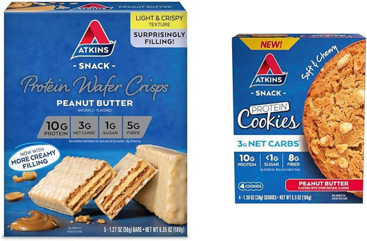 Atkins Protein Wafer Crisps and Cookies Bundle - Peanut Butter, 5 Wafers and 4 Cookies