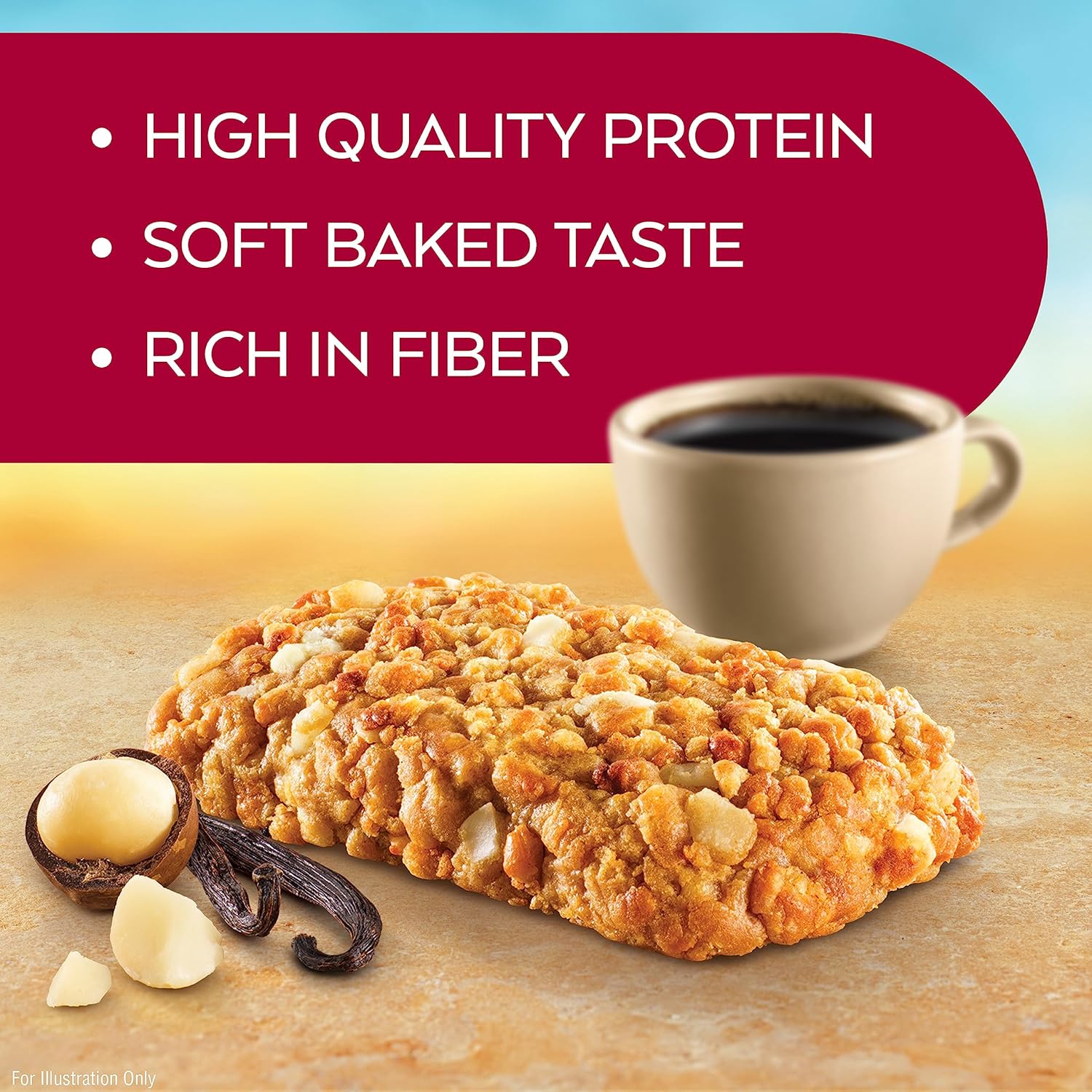 Atkins Vanilla Macadamia Nut Soft Baked Energy Bars - High Protein, Low Sugar, Fiber-Rich - 20 Bars