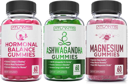 Atlantis Nutrition Women's Hormonal Balance Gummies with Ashwagandha and Magnesium - PMS Support